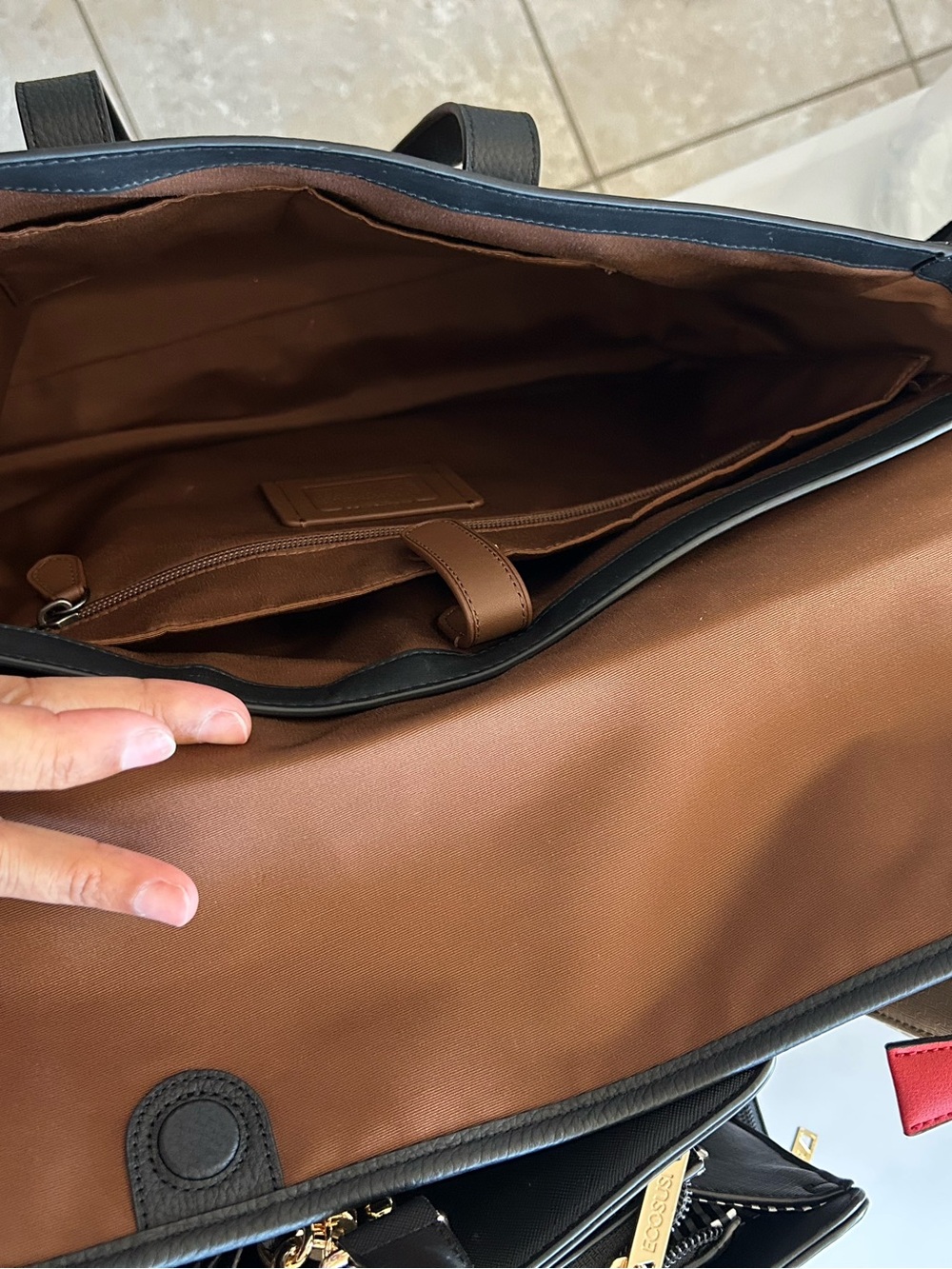 Coach Brown Signature Canvas Briefcase with Black Leather Trim - Picture 7 of 14